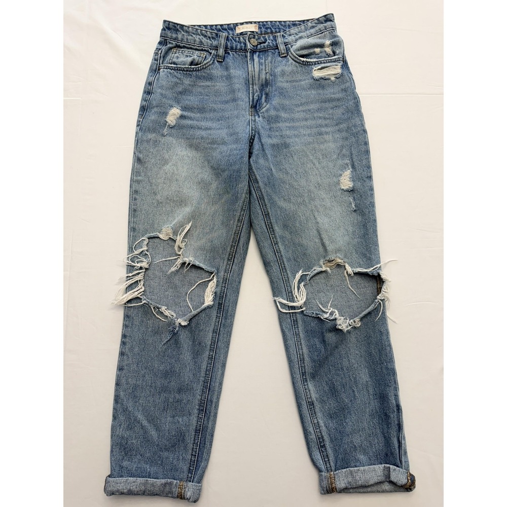 Vervet Mom Jeans Womens 26‎ Blue Light Wash High Rise Distressed 26x26 Denim